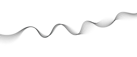 Flowing Dot Wave halftone gradient pattern on transparent background	
