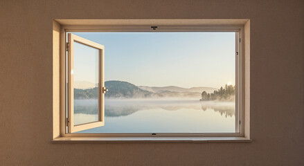 창 밖으로 보이는 아침 풍경