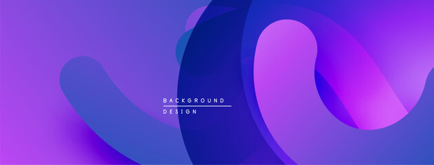 Obraz premium Abstract fluid shapes, vibrant purple hues, modern design. Smooth gradients create dynamic visual effect. Background suitable for digital projects.