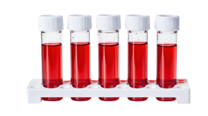 Test Tubes with Red Liquid Isolated on White Background