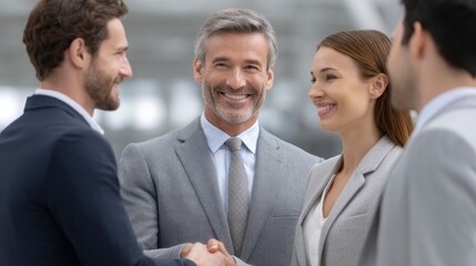 Business People Handshake Welcoming New Team Member
