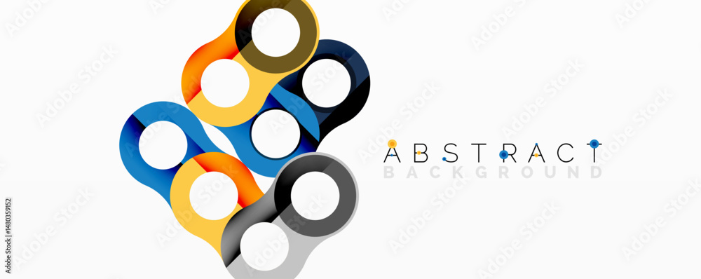 Poster colorful overlapping circles create modern abstract design. bright hues, shadows suggest depth, clea