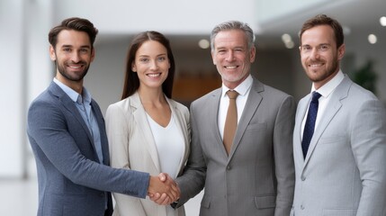 Business People Shaking Hands in Modern Office Meeting