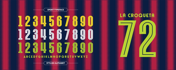 72 La Croqueta: Classic blue and red football t-shirt design. Features a template for numbers and characters, perfect for club or national team kits. A standout soccer jersey vector illustration. © Haqqani Slab