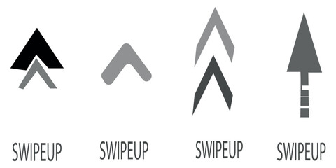 swipe up icon button. Scroll arrow up icon sign with three arrows direction
