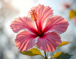 Pink Flower Blossoming in Sunlight Macro View