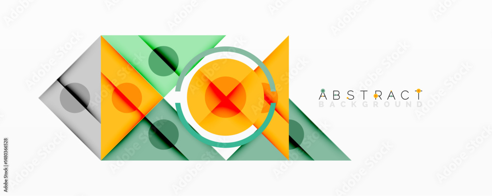 Poster Modern abstract design. Geometric shapes overlap, creating dynamic composition. Yellow, green, gray colors dominate visual space.