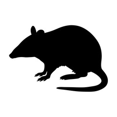 Isolated black rat silhouette vector illustration rodent pest control and animal clip art graphic