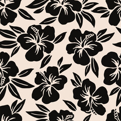 Floral seamless pattern. Abstract flowers background. Modern print in black and white background. Ideal for textile design, wallpaper, covers, posters, cards, decoration and packaging.