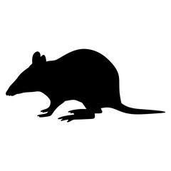 Isolated black silhouette of a rat vector illustration rodent pest control animal clip art design