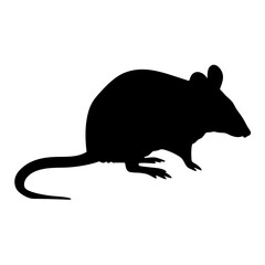 Black silhouette of a rat illustration for pest control rodent animal vector graphic design art object