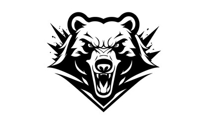 Stylized Black Bear in Fluorescent Pink with Combat-Like Expression