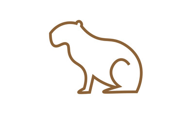 Minimalist Capybara Animal Line Logo Design