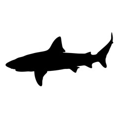 Black shark silhouette vector illustration for ocean wildlife and sea animal graphic design needs