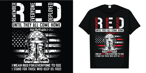 R.E.D Friday Military Remember Everyone Deployed Unisex-Adults US Flag T-Shirt Black Small Classic Fit Short Sleeve