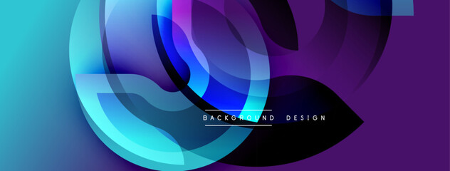 Abstract fluid shapes blend blues, purples. Dynamic composition creates modern visual experience. Gradient colors offer smooth transition.