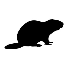 Beaver silhouette vector image of wildlife animal rodent in black color for design and artwork use