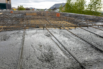 Ceiling reinforcement. Ceiling filled with concrete.