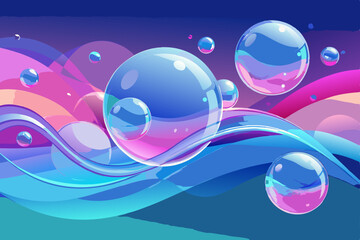 Iridescent bubbles floating in space with soft colorful glow for fantasy digital backdrops