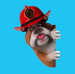 Fun 3D cartoon dog firefighter