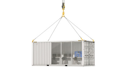 Temporary mobile lab designed for quick deployment on industrial projects. Isolated on a transparent background. 3D illustration.