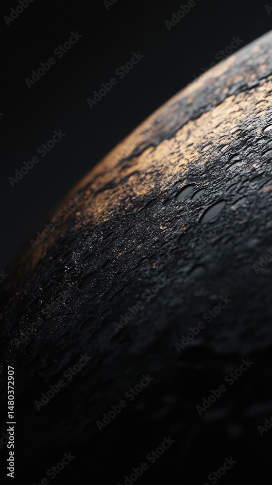 Poster close-up of a textured surface with droplets and a hint of reflective light, creating an atmospheric