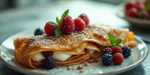 Golden Berry Pancakes with Lemon Mascarpone