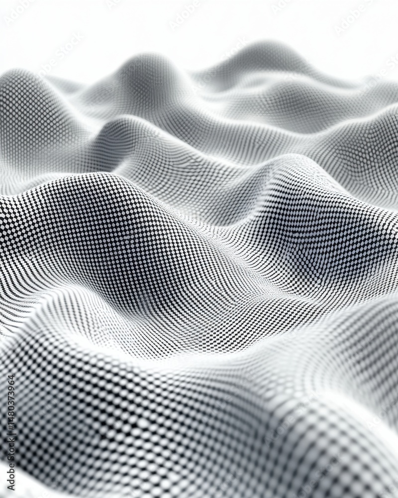 Wall mural abstract waves of dotted pattern in monochrome close up view digital art graphic design element back