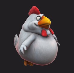 Fun 3D cartoon chicken talking
