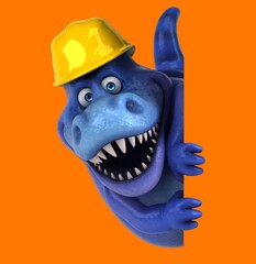Fun 3D cartoon dinosaur with a helmet © Julien Tromeur