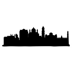 Fototapeta premium Silhouette cityscape skyline vector illustration of urban architecture city buildings and travel landmarks