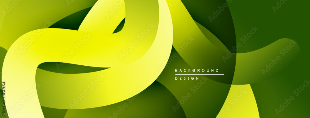 Aufkleber abstract fluid shapes, vibrant green hues, smooth gradients. modern design element, dynamic composit