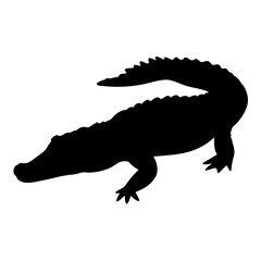 Alligator silhouette vector, reptile silhouette, crocodile silhouette, animal vector image design