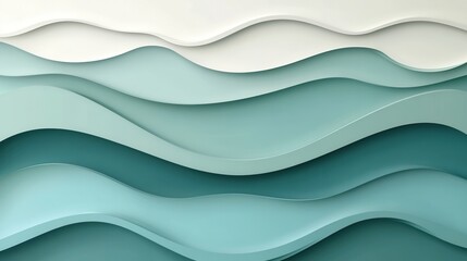 Fototapeta premium Abstract background with wavy layers in shades of blue and white. Paper cut style illustration for modern design, banner, presentation template, wallpaper, poster and backdrop.