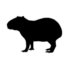Capybara rodent animal mammal wildlife nature south america silhouette vector illustration