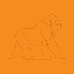  line art silhouette of a Gorilla 