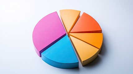 Obraz premium Colorful pie chart segments on a bright background.