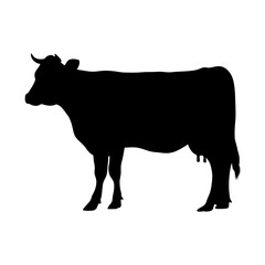 Cow silhouette vector illustration farm animal livestock cattle mammal bovine dairy cow graphic art