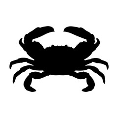 Crab silhouette vector illustration, marine life, ocean animal, seafood, crustacean, black crab art