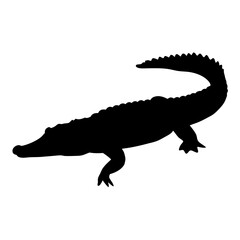 Alligator silhouette vector illustration reptile wildlife animal predator danger swamp icon