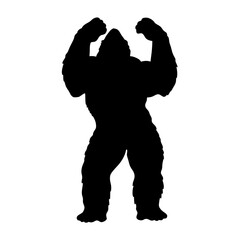 Illustration silhouette of gorilla ape primate mammal animal wildlife jungle strong king kong beast