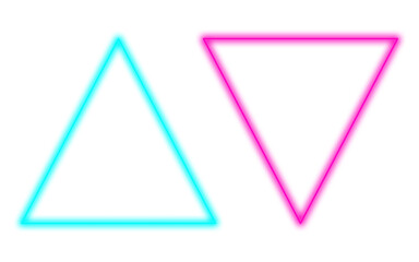 Glowing Cyan and Pink Neon Triangles with Transparent Background PNG