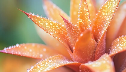 Close-up view of a vibrant, dewy plant's leaves.