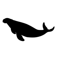 Silhouette of a manatee sea cow marine mammal aquatic animal wildlife ocean sea creature swimming icon