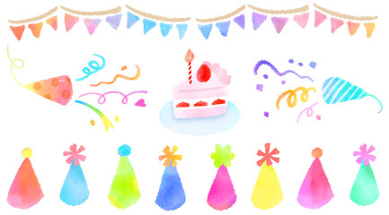 Watercolor touch party motif　水彩タッチのパーティーグッズ
