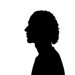 Silhouette profile portrait of a man person head face hair neck shadow dark side view outline art vector