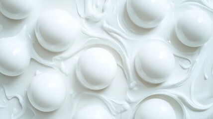 Abstract White Glossy Spheres on Smooth Surface