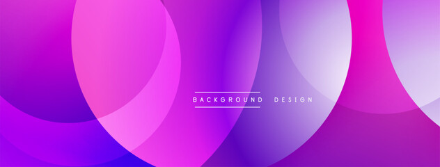 Abstract purple background. Overlapping circles create dynamic visual effect. Modern design suitable for banners, presentations.