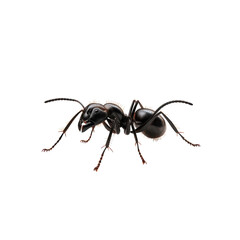 Majestic Black Ant Close Up Isolated on Black on transparent background