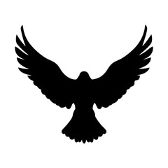 Black silhouette bird flying wings spread eagle falcon hawk raven freedom animal wildlife nature art